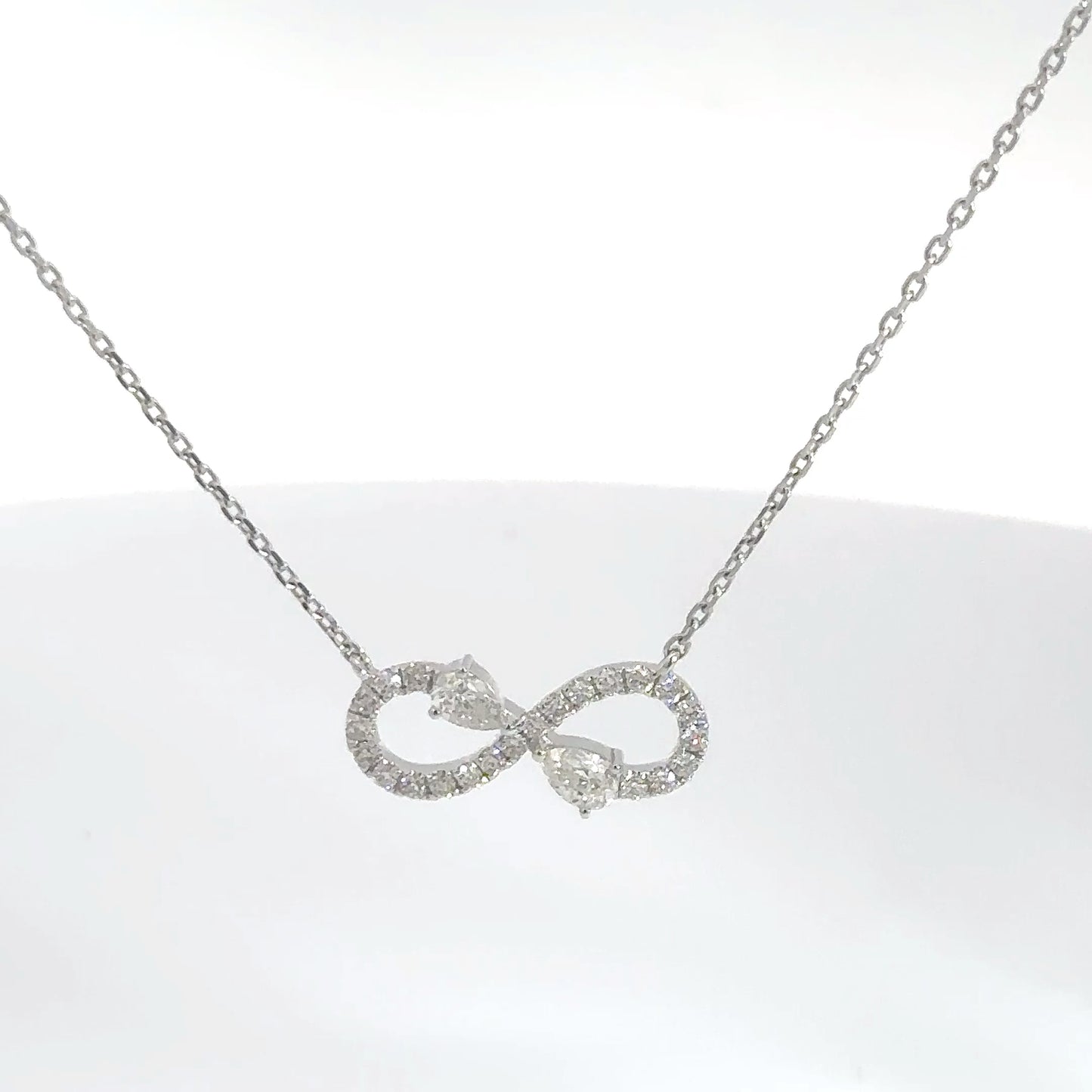 14k White Gold Diamond Infinity Necklace .51cttw