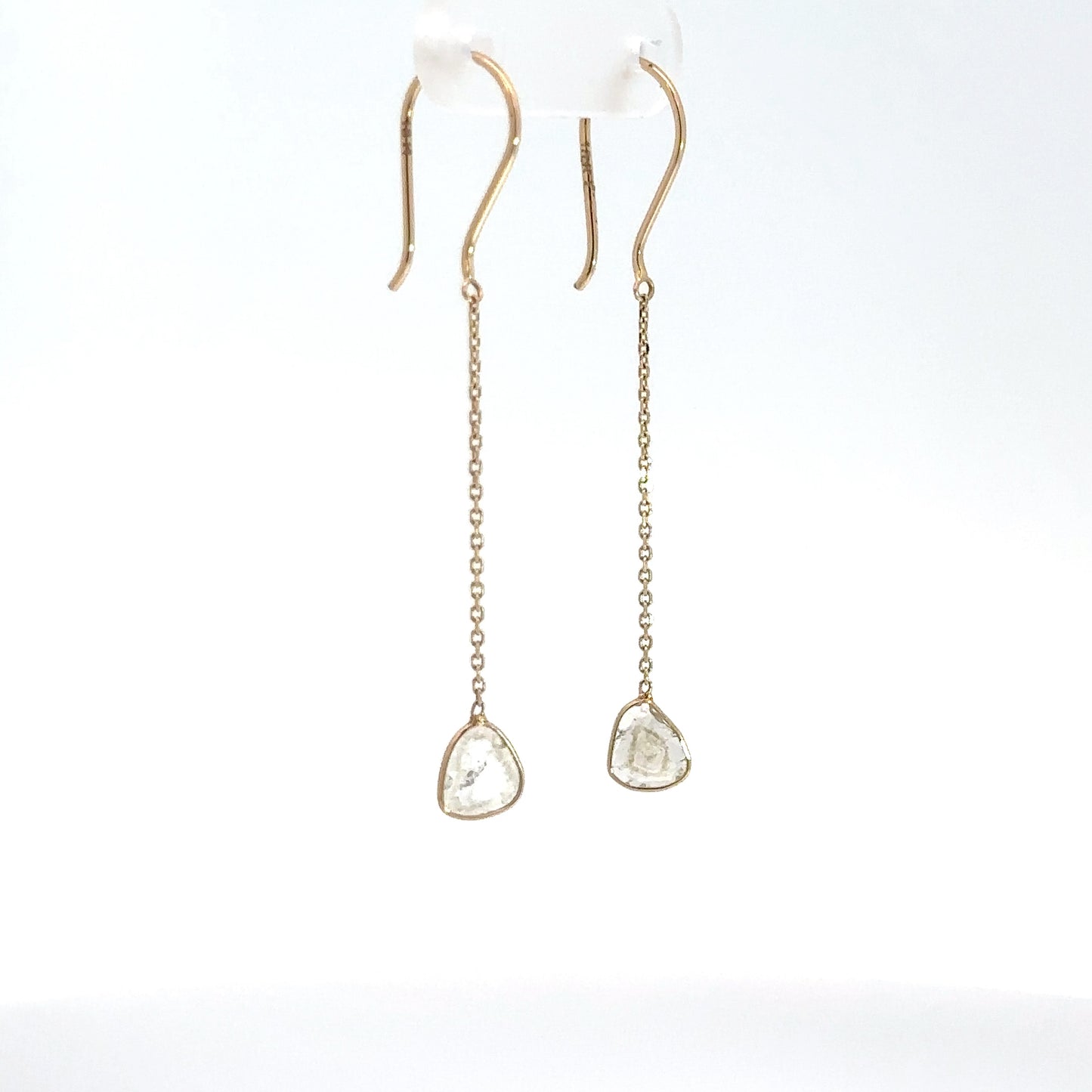 Yellow Gold Diamond Slice Earrings