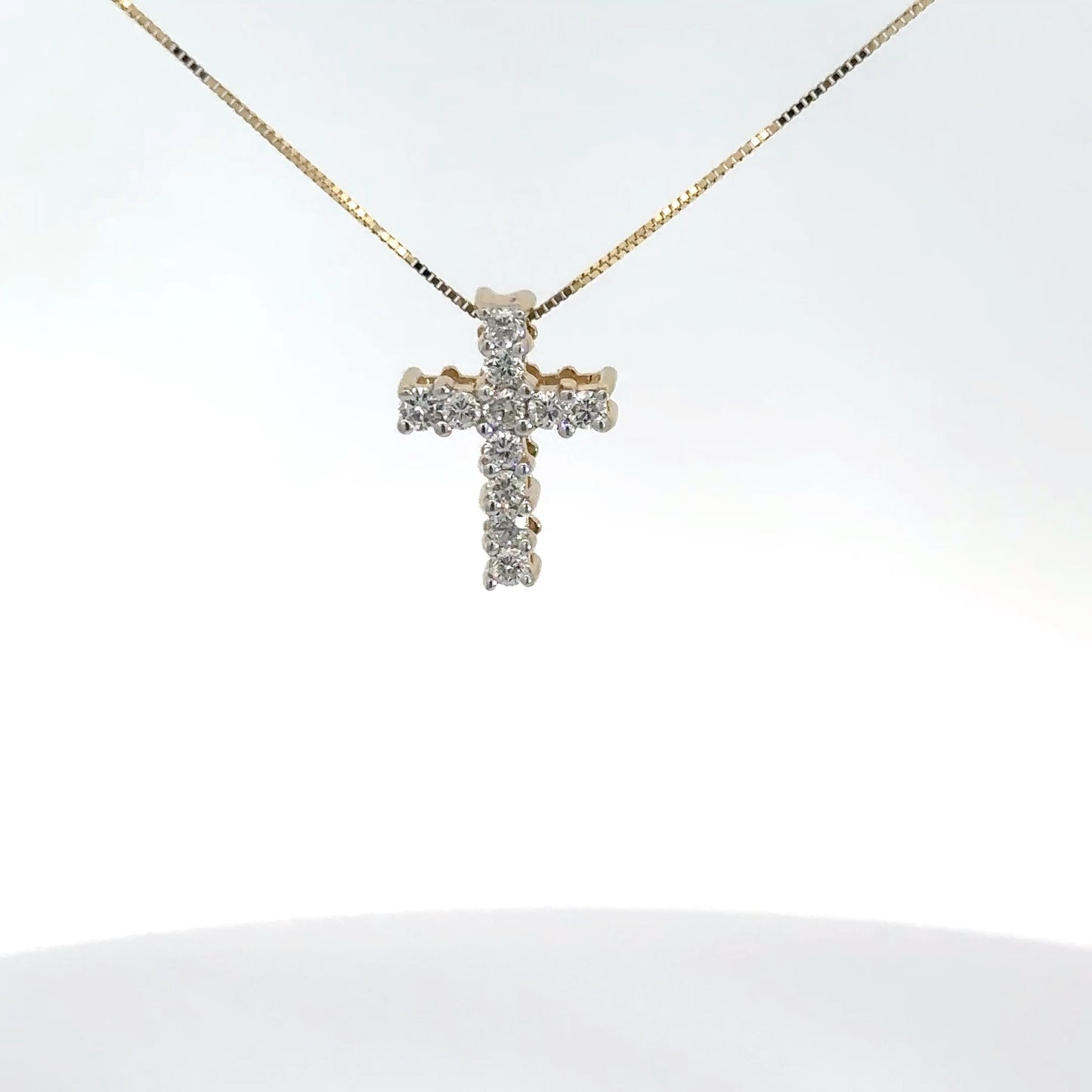 14k Yellow Gold Diamond Cross Pendant .33cttw