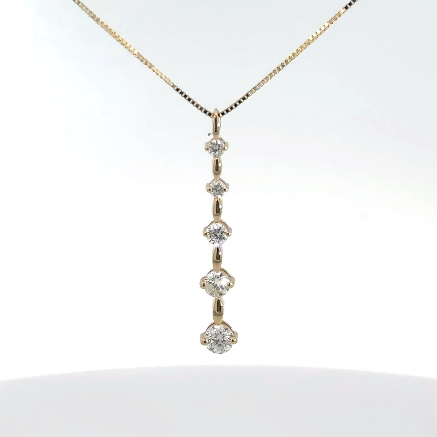Yellow Gold 5 Diamond Journey Pendant .45cttw