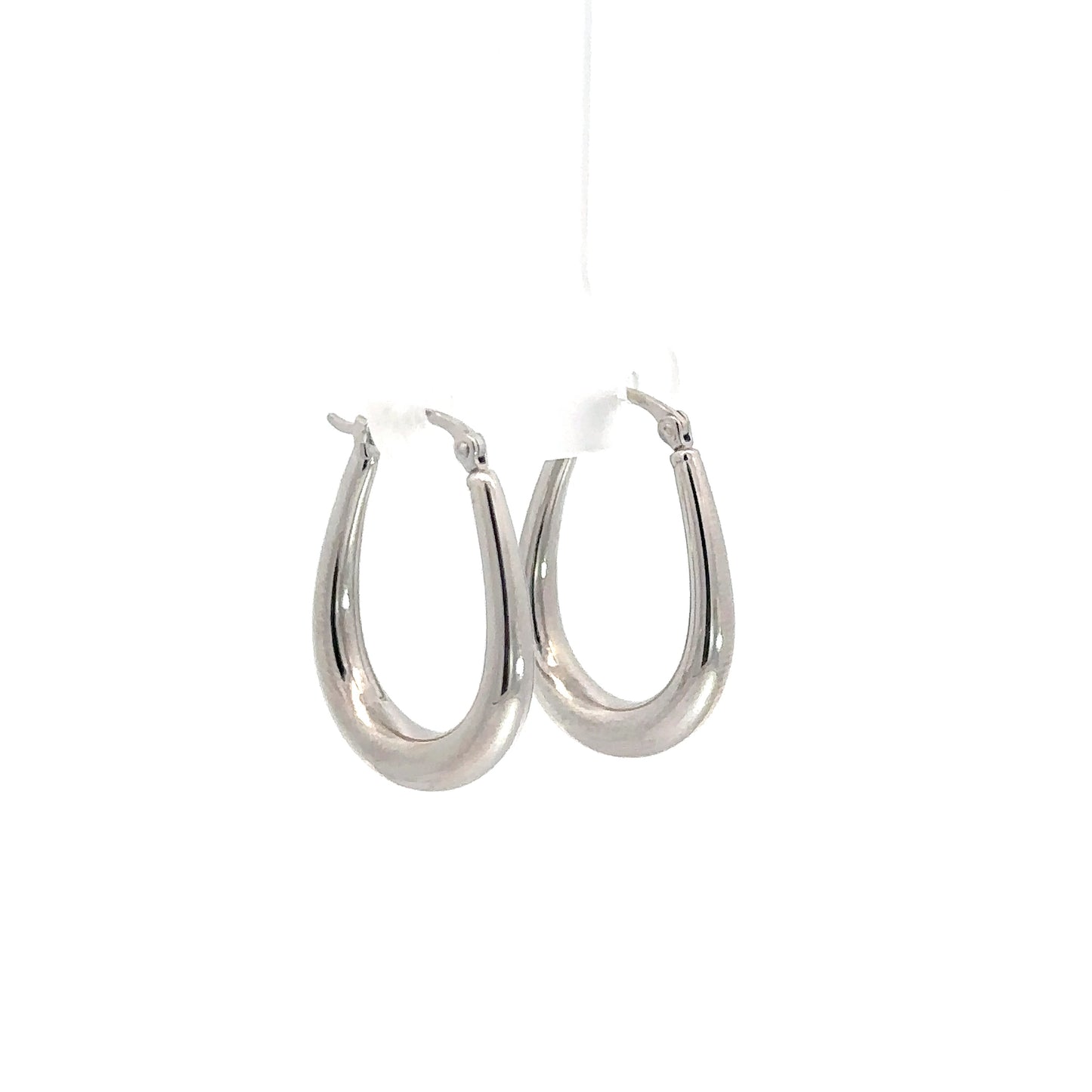 14k White Gold U Shape Hoop