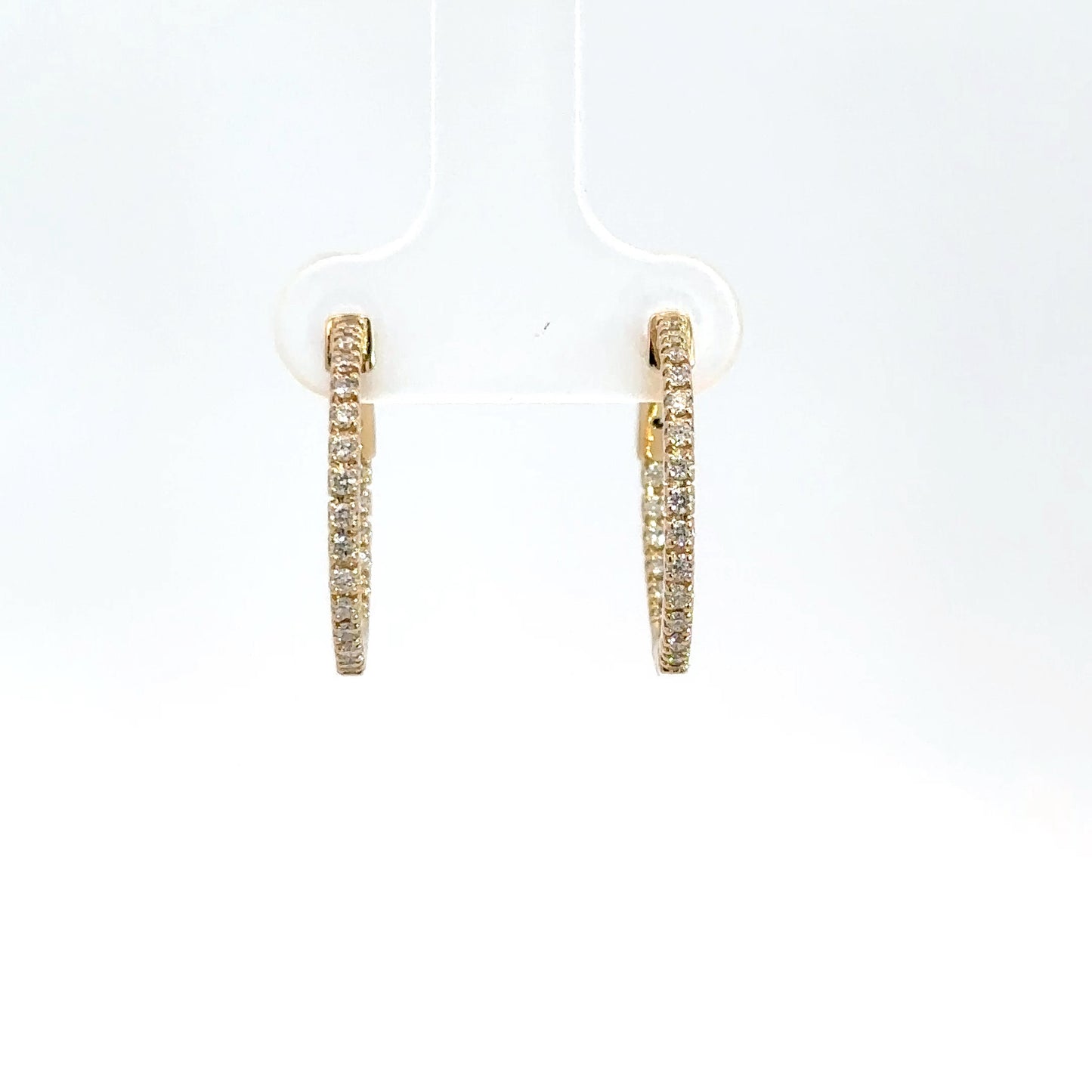 Yellow Gold Diamond In/Out Hoops 3/8cttw