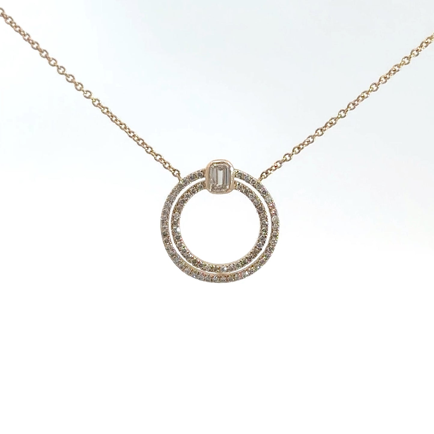 Yellow Gold Diamond Double Circle Pendant 1/3cttw