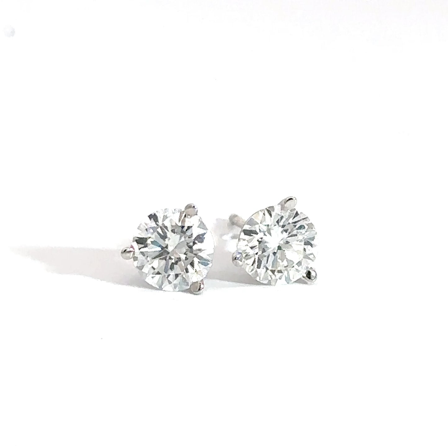 14k White Gold Round Lab Diamond Studs 1.50cttw
