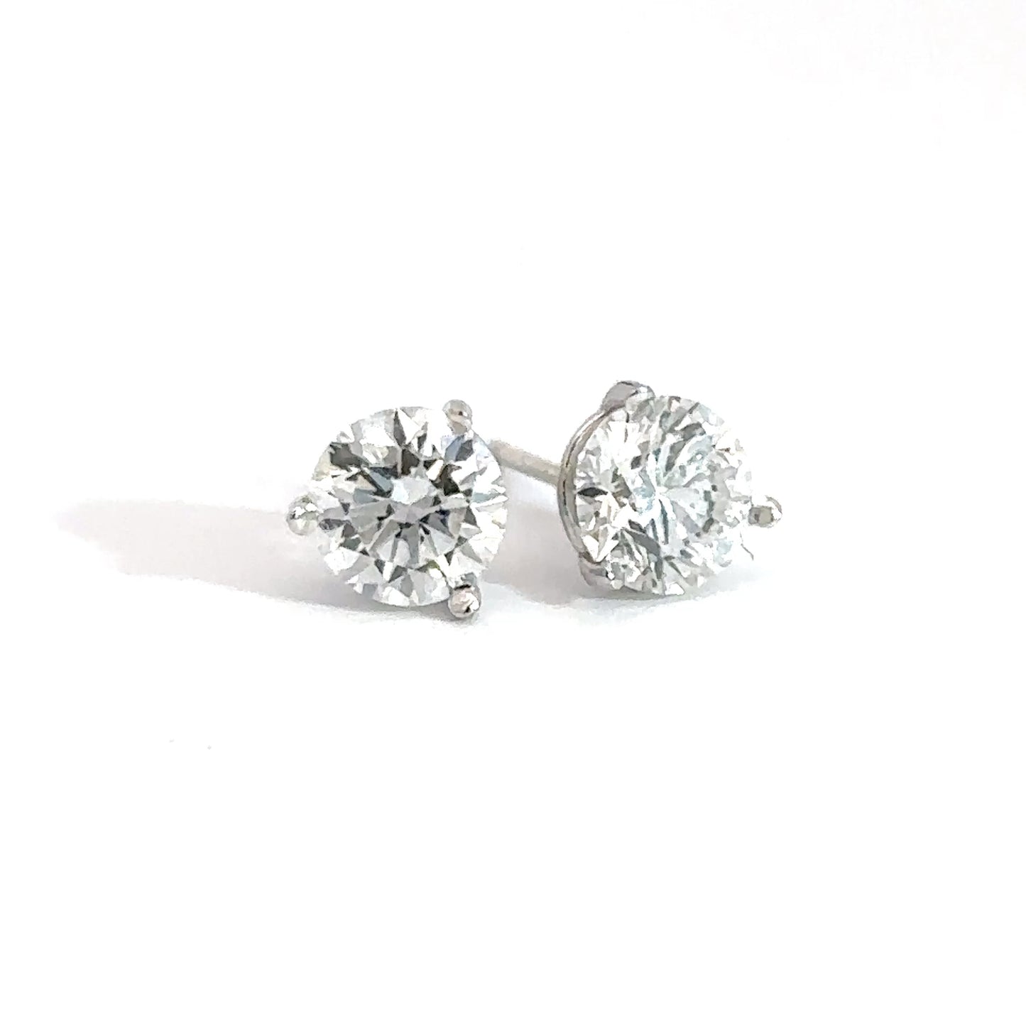 14k White Gold Round Lab Diamond Studs 2.05cttw