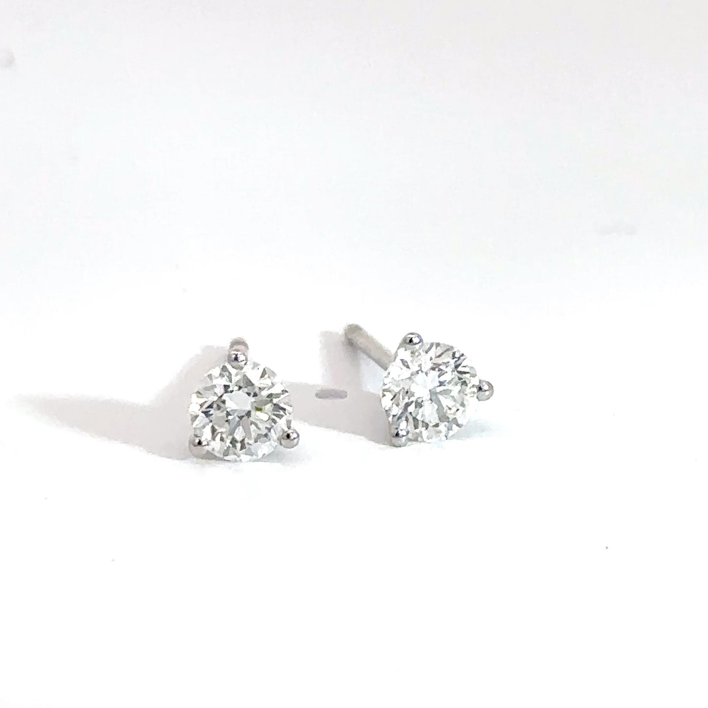14k White Gold Round Lab Diamond Studs .77cttw