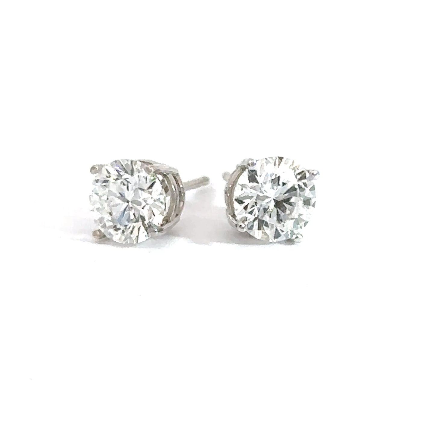 14k White Gold Round Lab Diamond Studs 2.05cttw