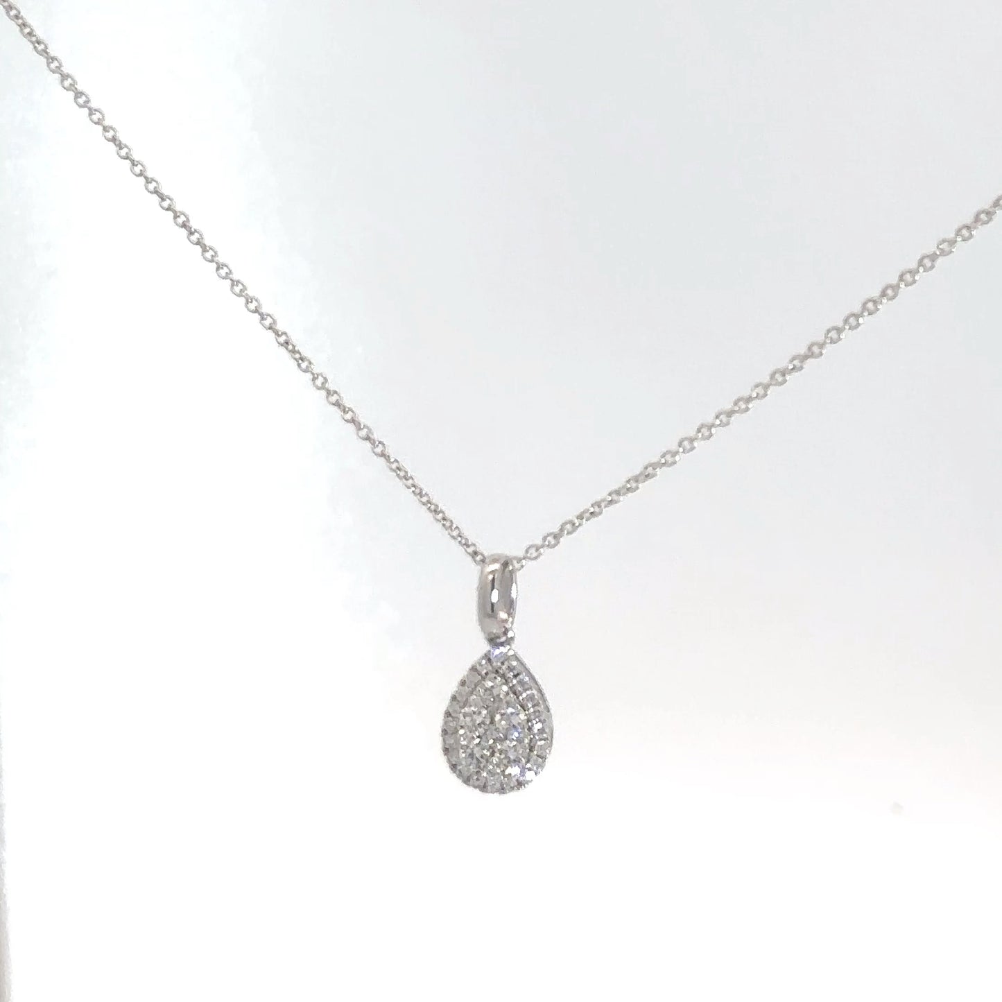 14k White Gold Diamond Pear Cluster Pendant .25cttw