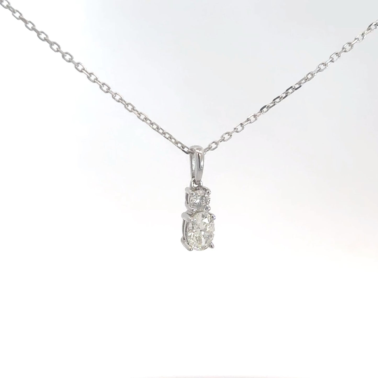 10k White Gold Two Diamond Pendant .50cttw
