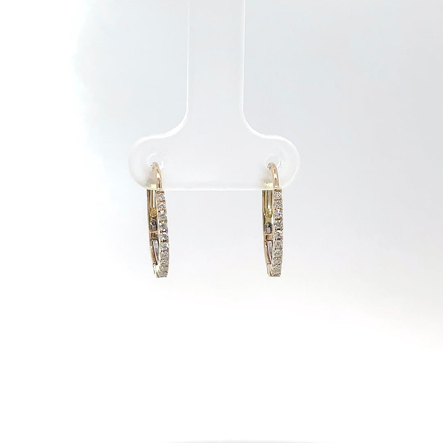 14k Yellow Gold Diamond Hoops .16cttw