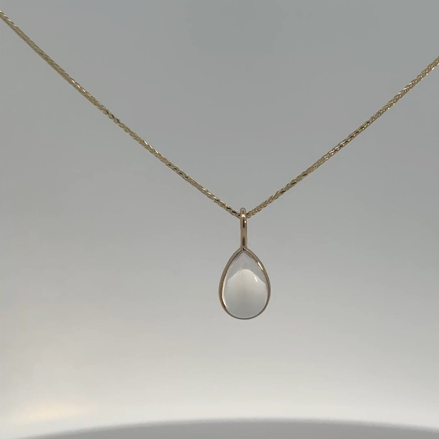 14k Yellow Gold Pear Moonstone Pendant