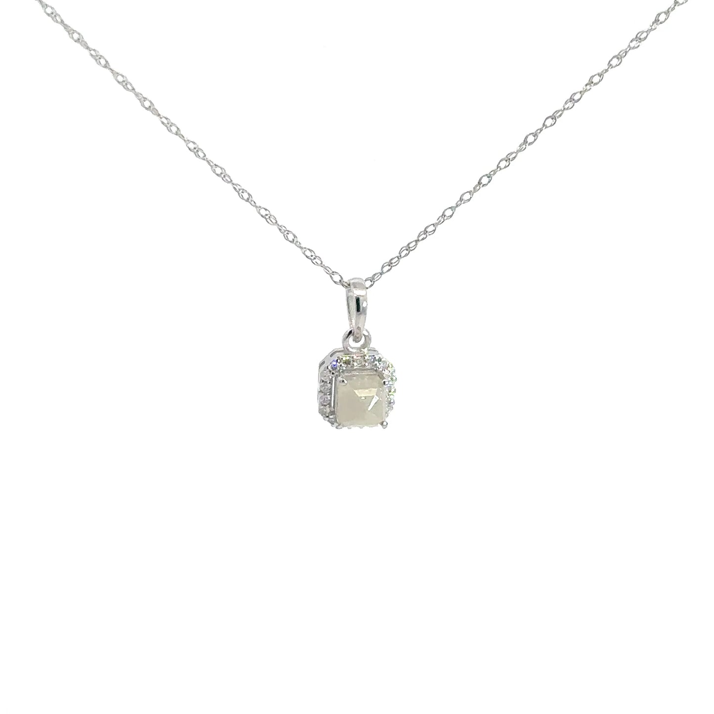 14k White Gold .12cttw Uncut Salt & Pepper Diamond Pendant