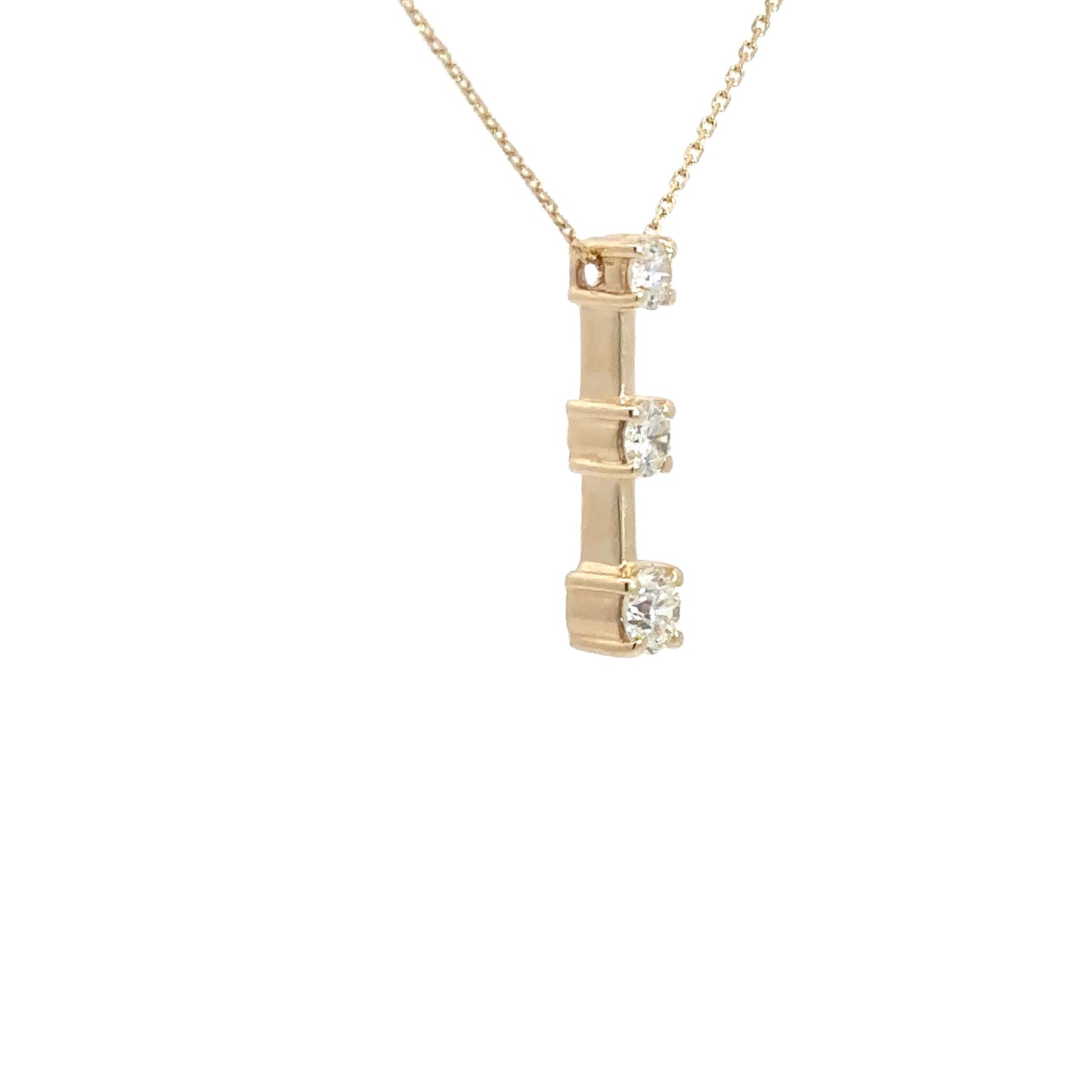 14k Yellow Gold Diamond Bar Necklace 1cttw