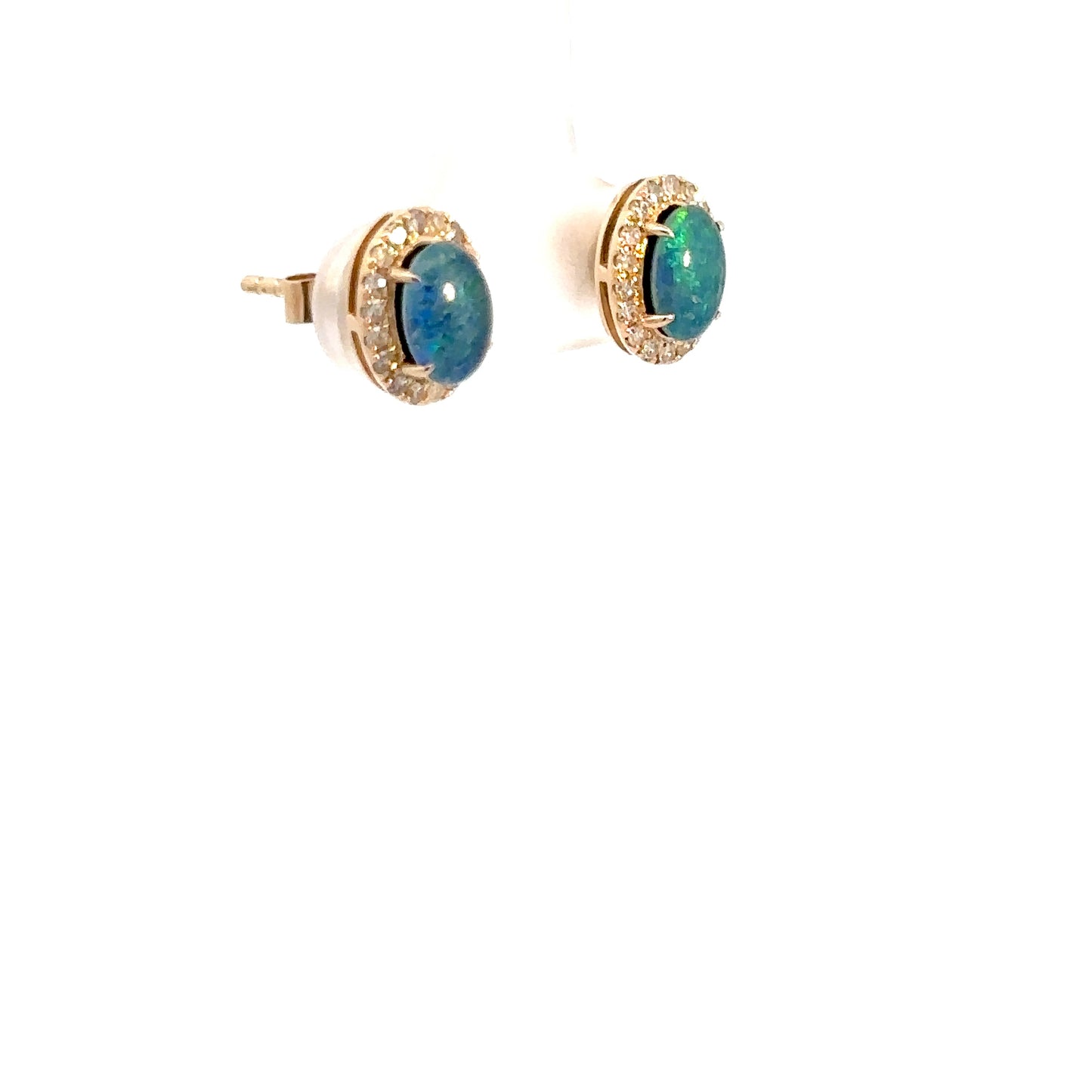Lady's 14k Yellow Gold Opal Triplet Earrings