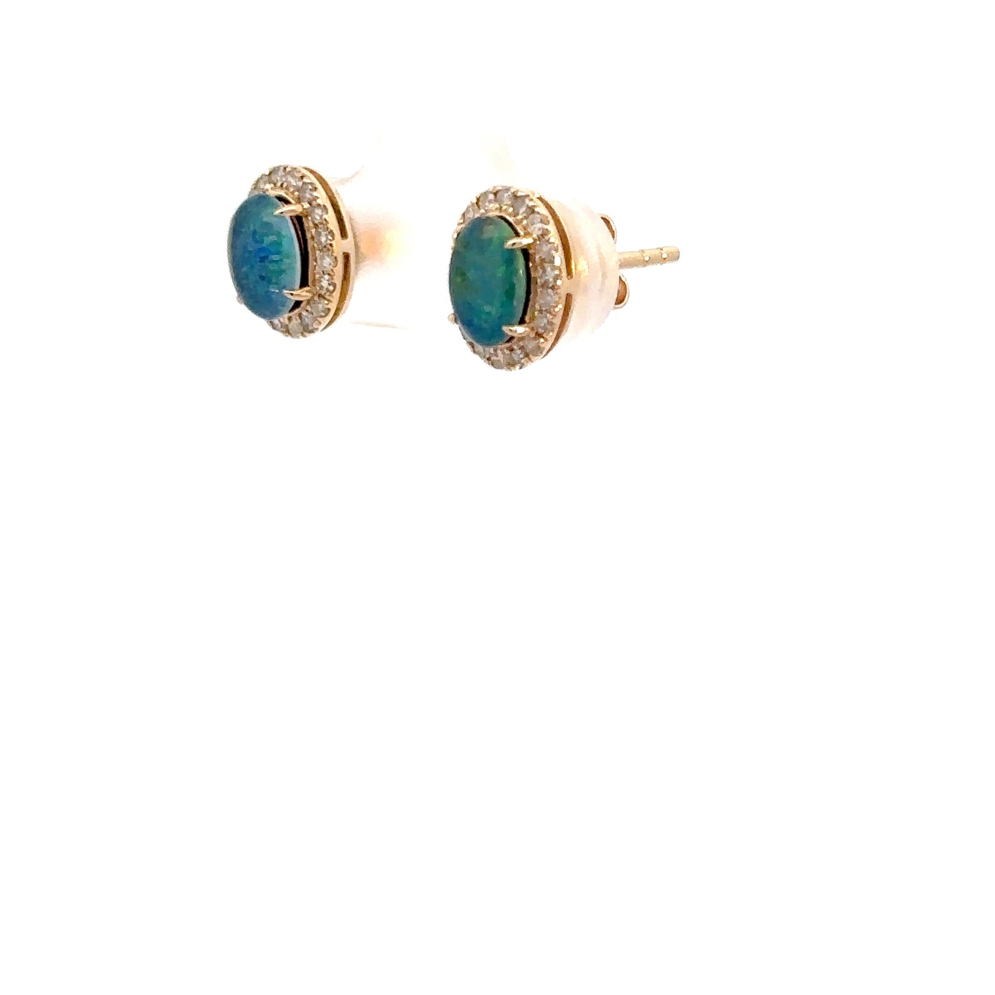 Lady's 14k Yellow Gold Opal Triplet Earrings