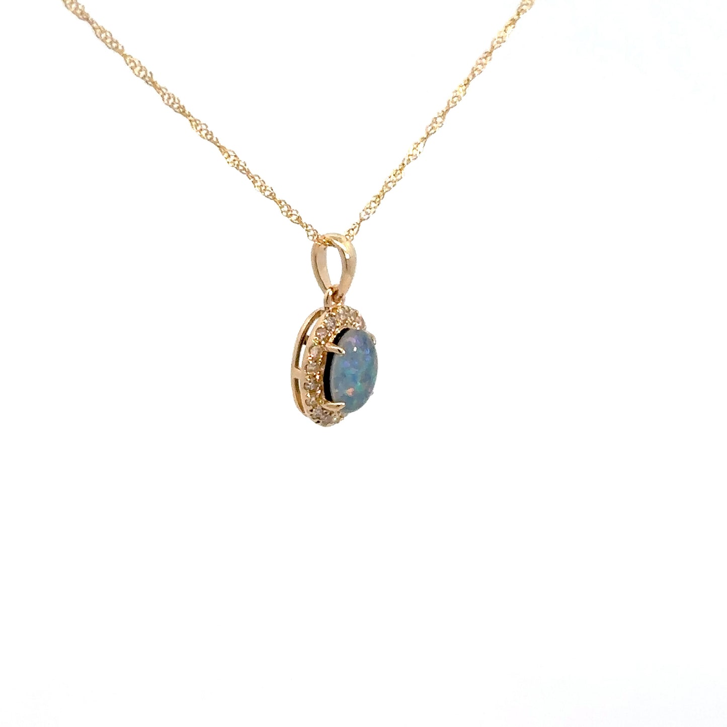 14k Yellow Gold Opal Triplet & Diamond Pendant