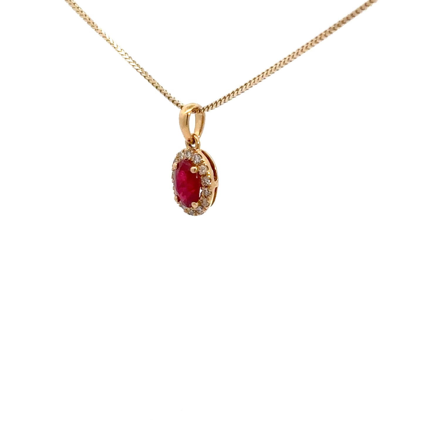 14k Yellow Gold Ruby & Diamond Pendant