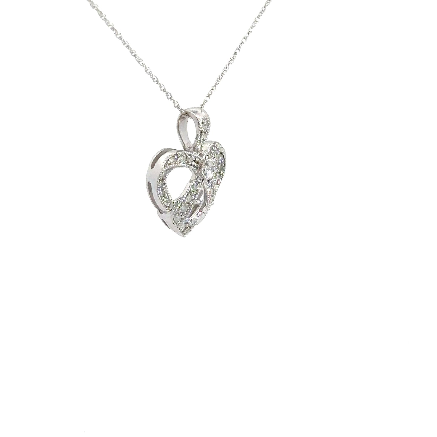 Lady's 10k White Gold .25cttw Diamond Heart Pendant