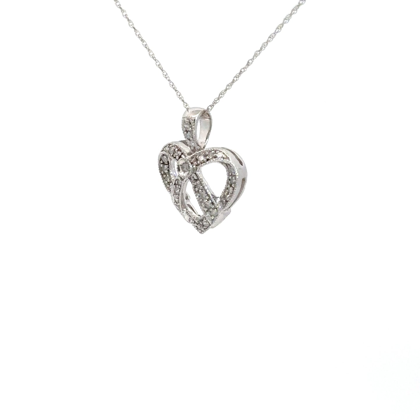 Lady's 10k White Gold .25cttw Diamond Heart Pendant