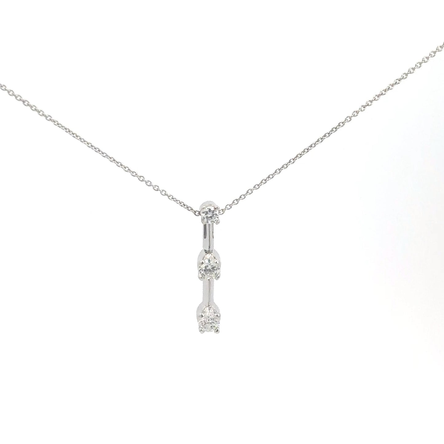14k White Gold 3 Round Diamond Past Present Future Pendant