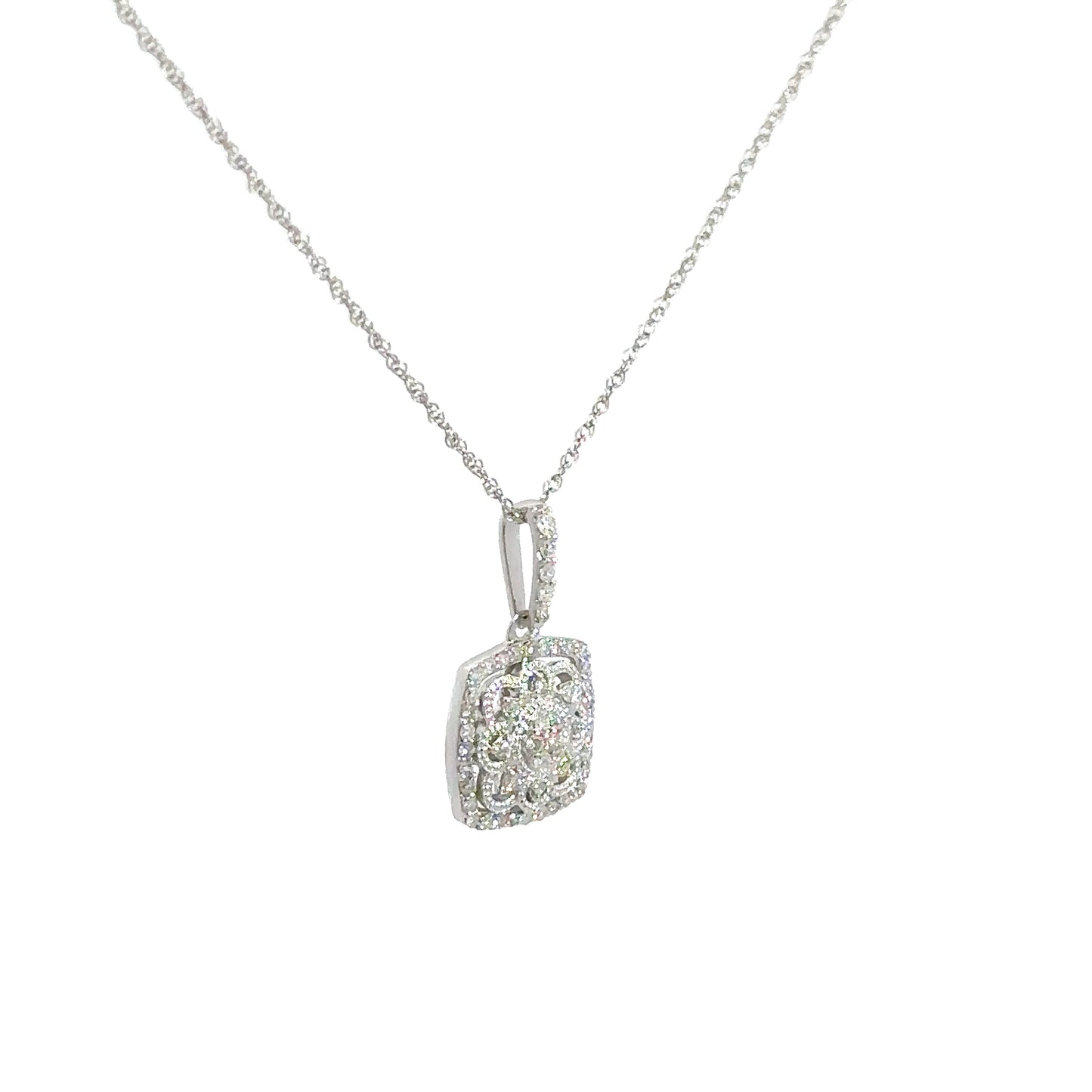 14k White Gold Diamond Vintage Pendant .20cttw