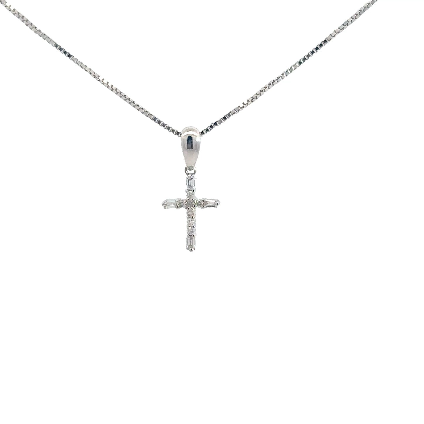 14k White Gold .06cttw Diamond Cross