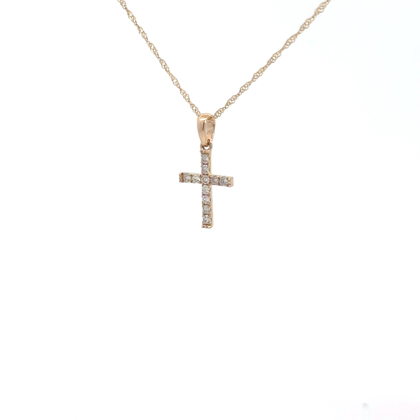 14k Yellow Gold Diamond Cross