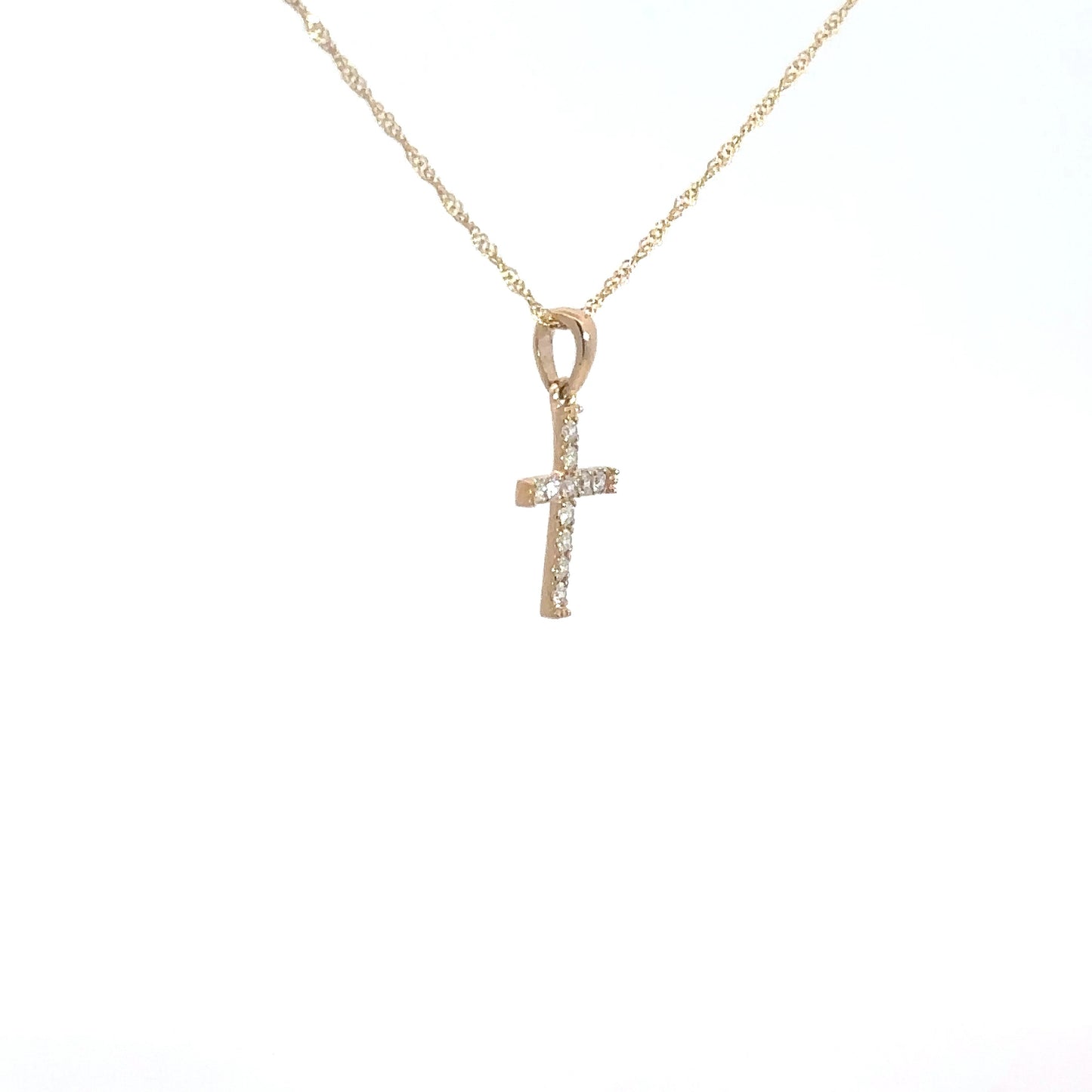 14k Yellow Gold Diamond Cross