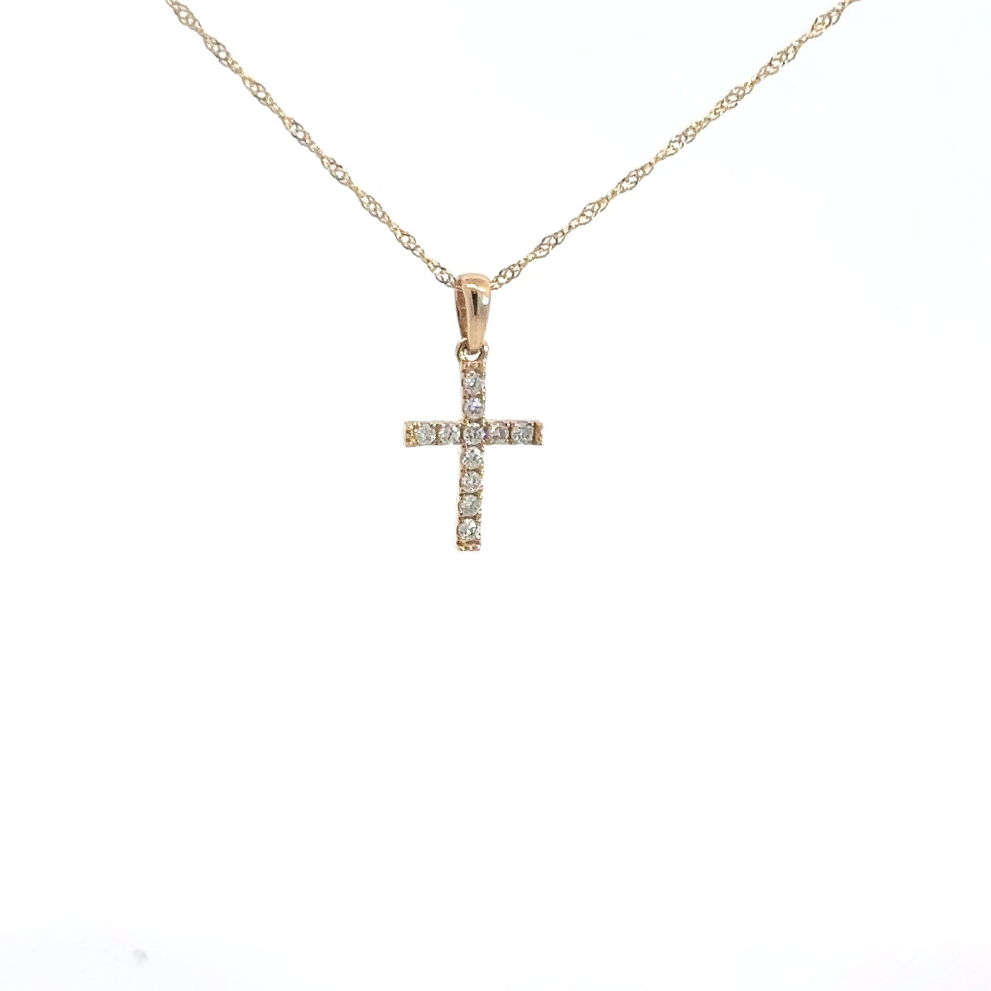 14k Yellow Gold Diamond Cross