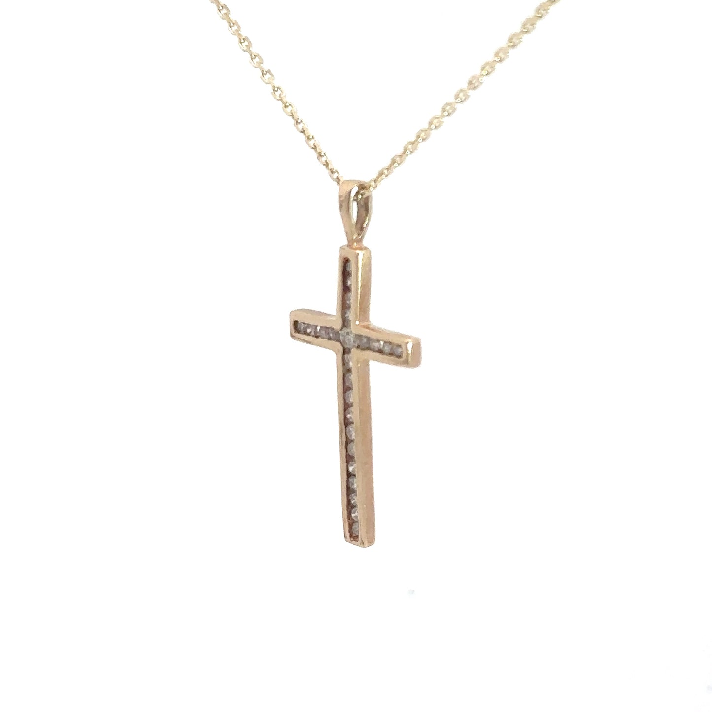Lady's 14k Yellow Gold Diamond Cross .24cttw