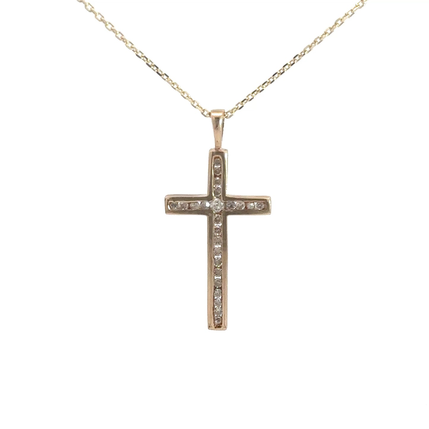 Lady's 14k Yellow Gold Diamond Cross .24cttw
