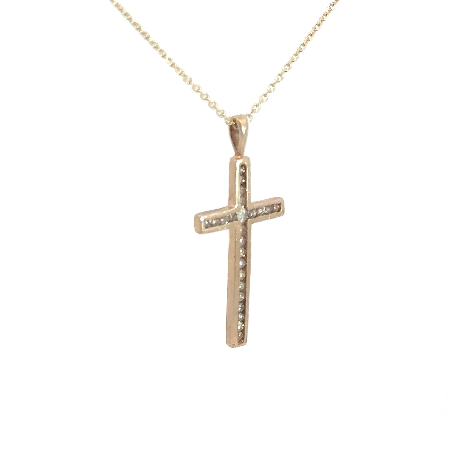 Lady's 14k Yellow Gold Diamond Cross .24cttw