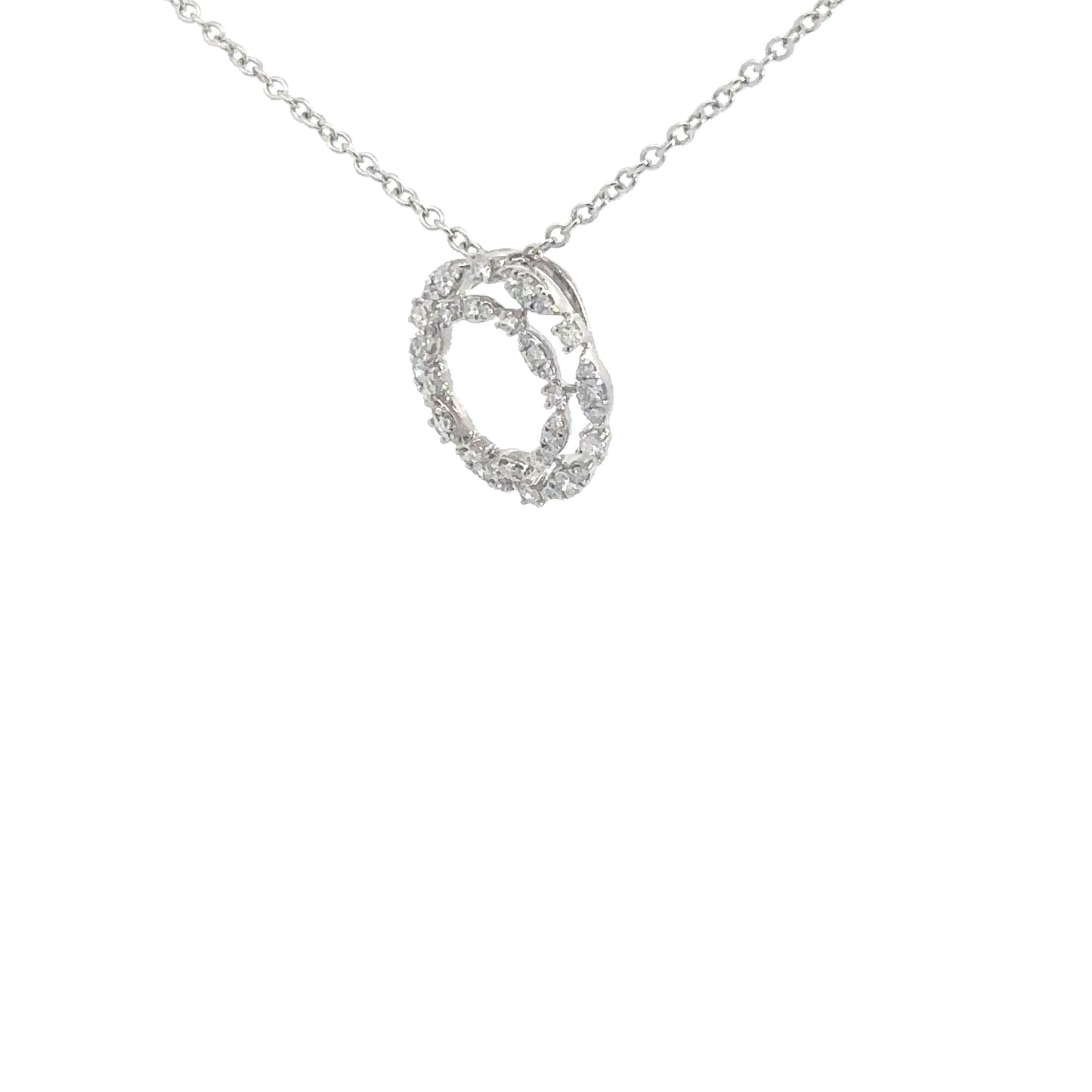 18k White Gold Diamond Circle Pendant .52cttw