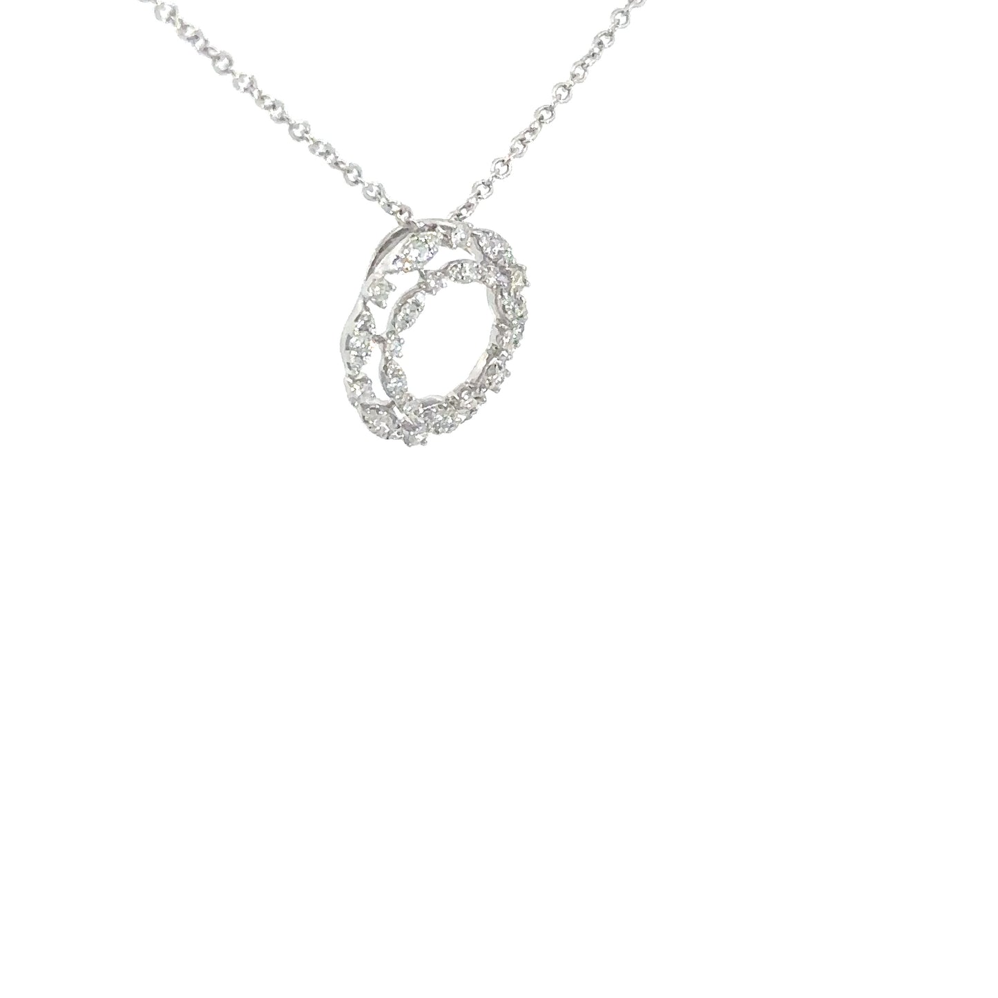 18k White Gold Diamond Circle Pendant .52cttw