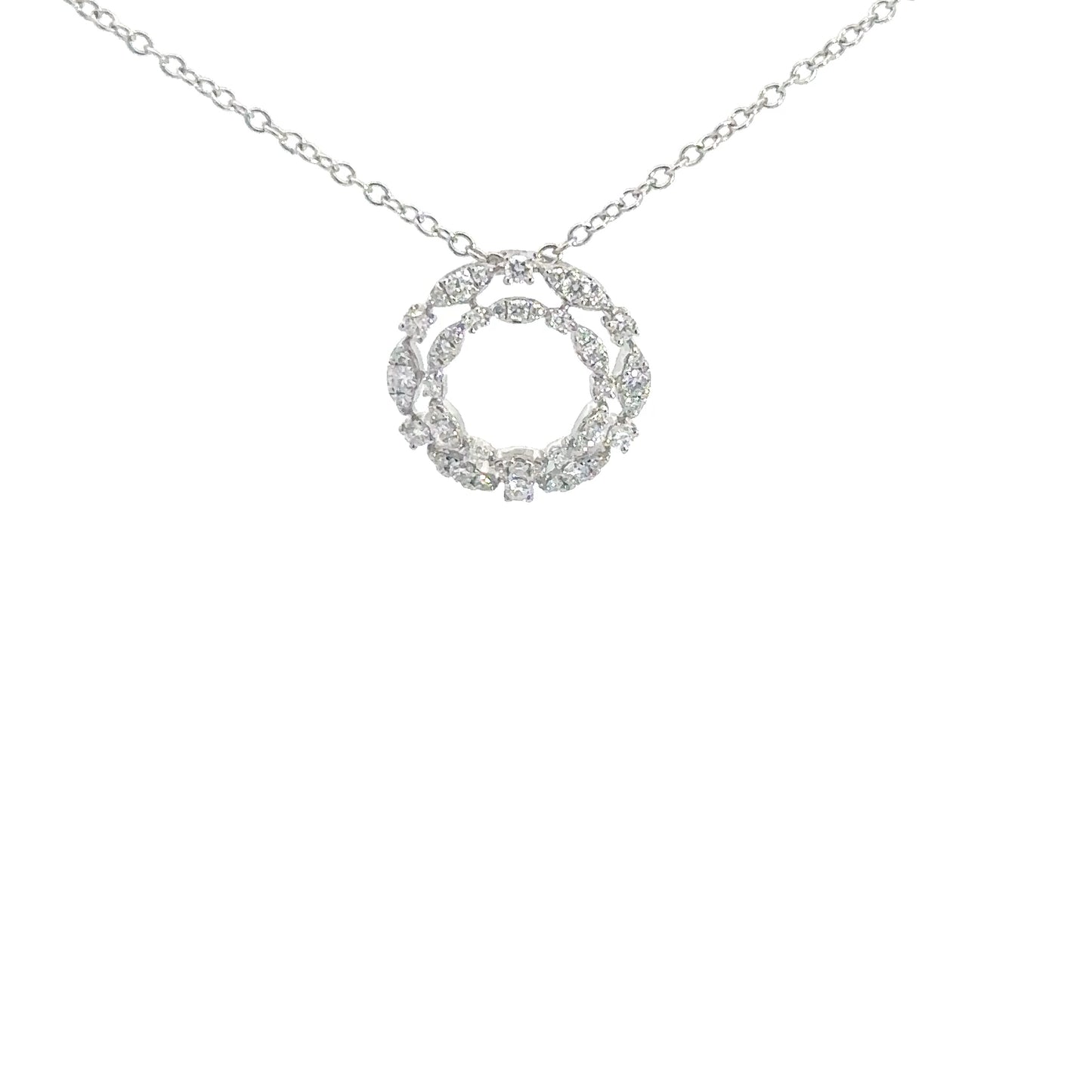 18k White Gold Diamond Circle Pendant .52cttw