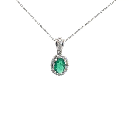 14k Emerald & Diamond Pendant .25cttw