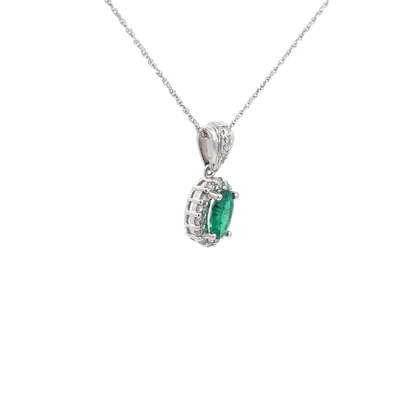 14k Emerald & Diamond Pendant .25cttw