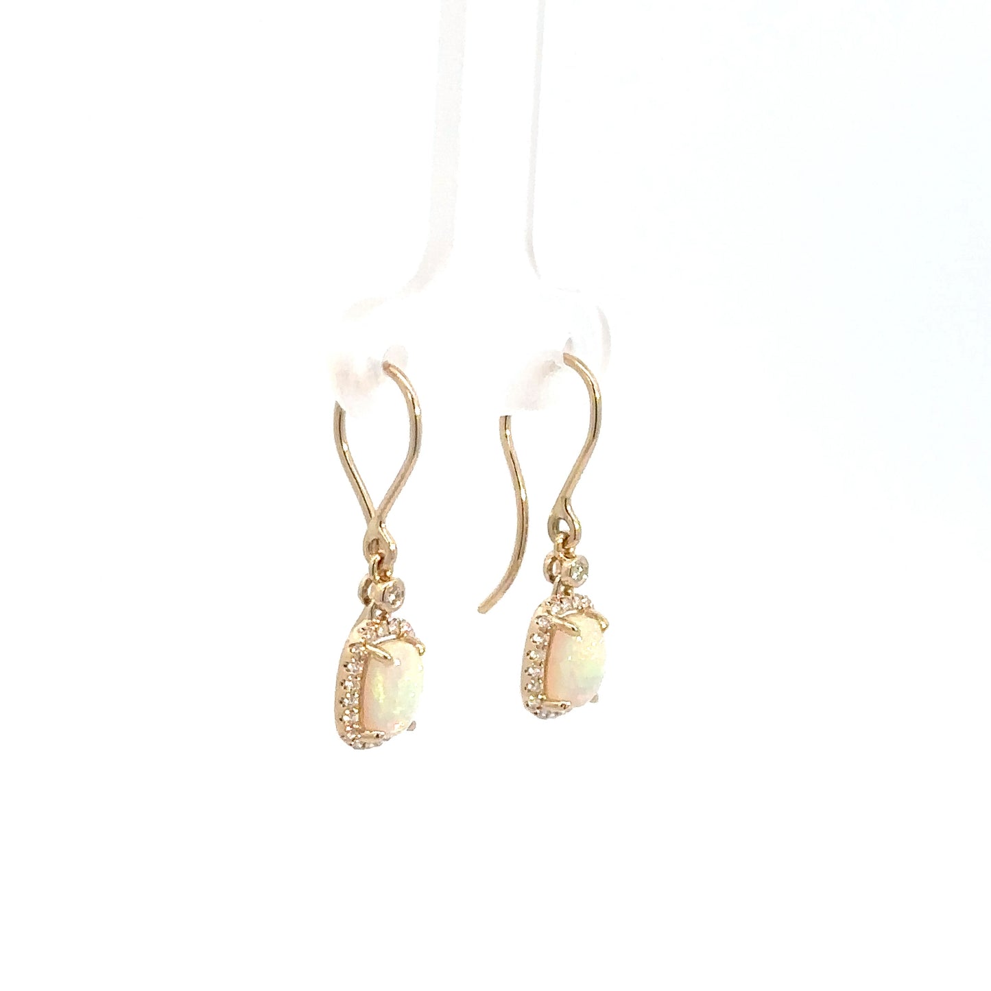 14k Yellow Gold Opal & Diamond Earrings
