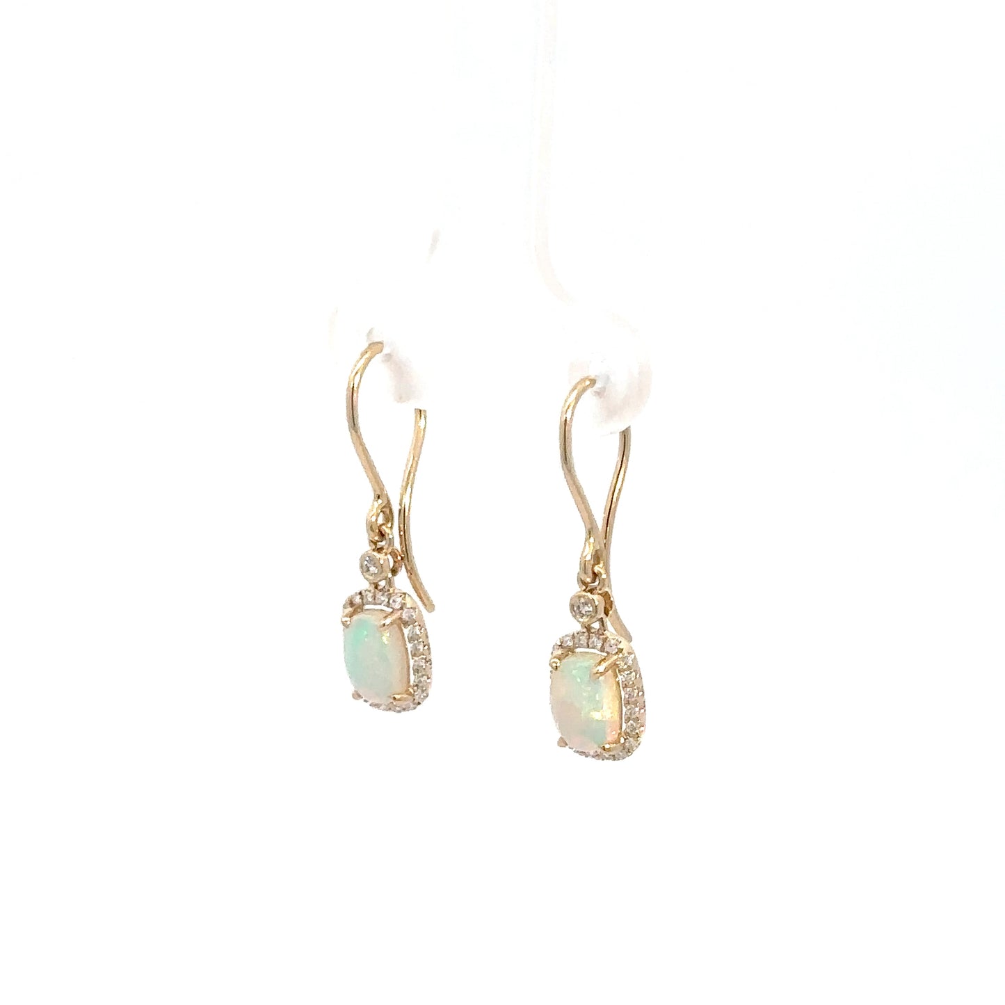 14k Yellow Gold Opal & Diamond Earrings