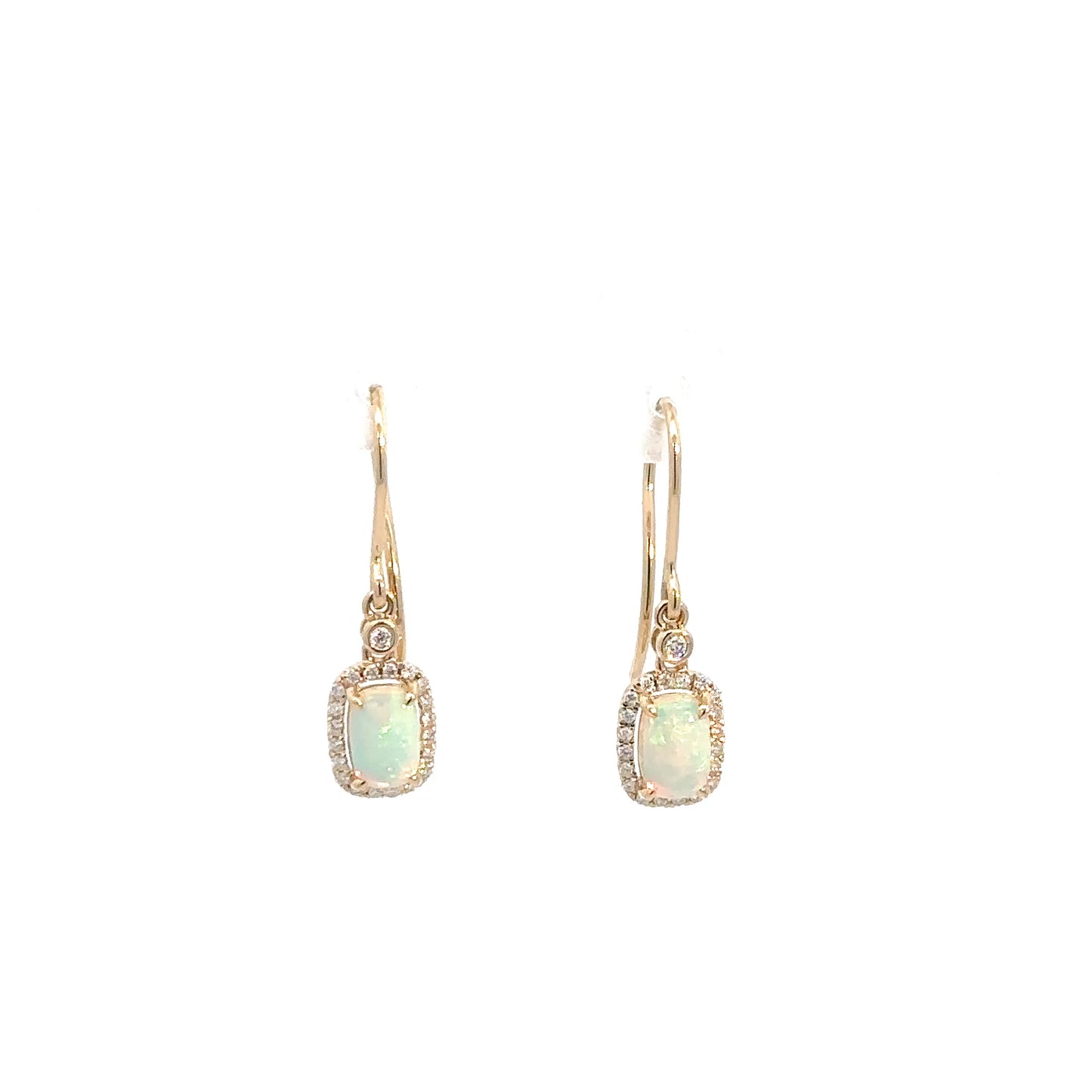 14k Yellow Gold Opal & Diamond Earrings