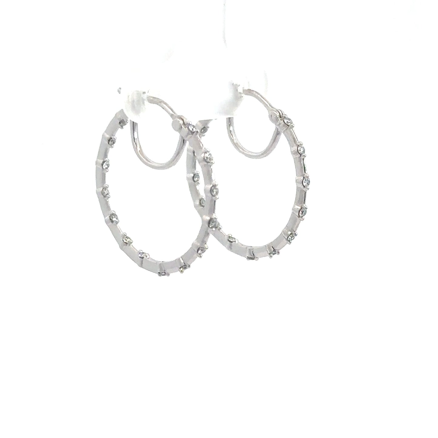 10k White Gold Diamond In/Out Hoops .25cttw