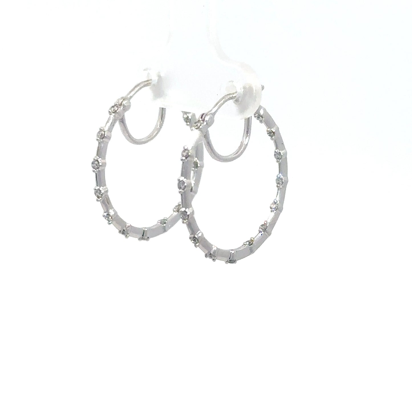 10k White Gold Diamond In/Out Hoops .25cttw