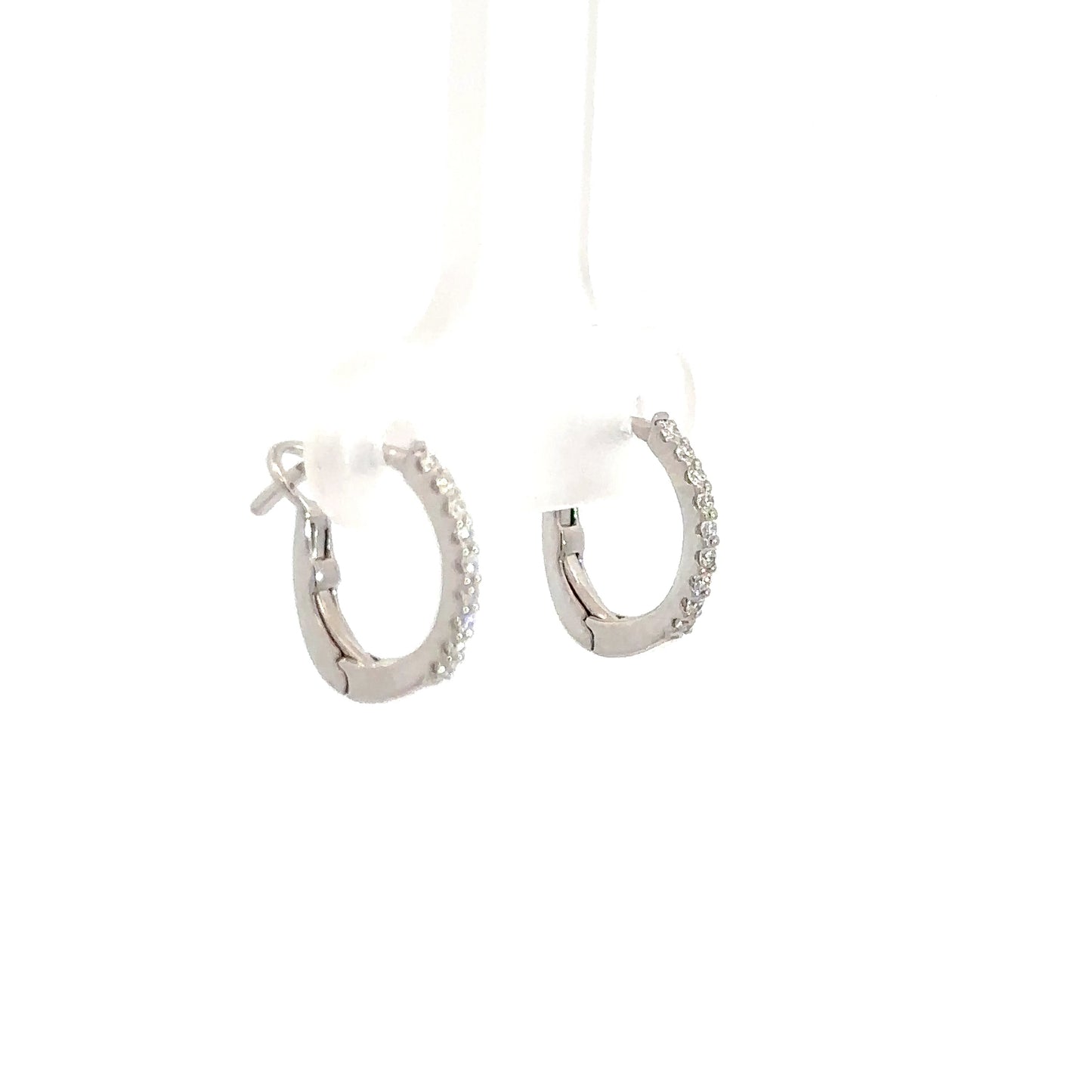 Lady's 14k White Gold Diamond Hoop Earrings 1/10cttw