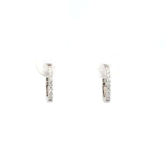 Lady's 14k White Gold Diamond Hoop Earrings 1/10cttw