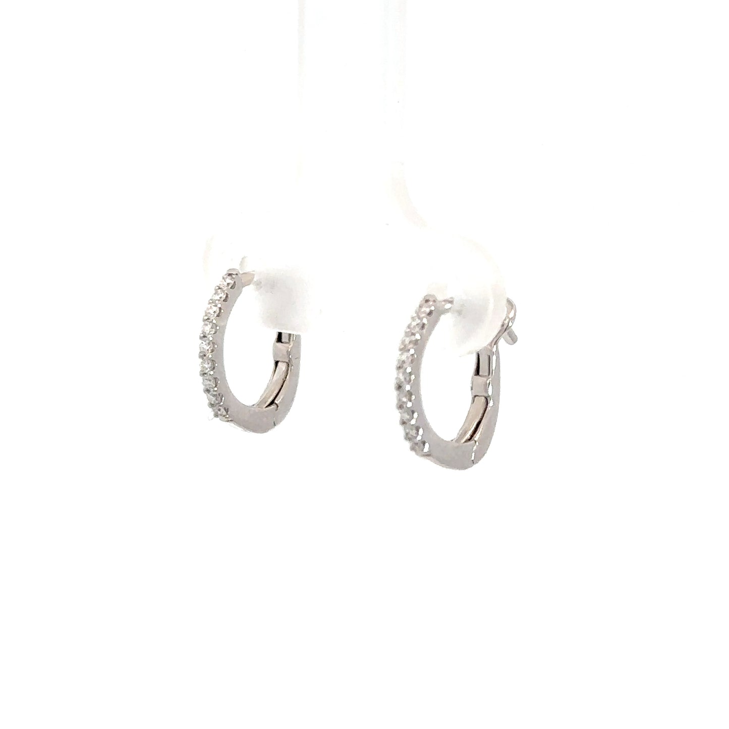Lady's 14k White Gold Diamond Hoop Earrings 1/10cttw