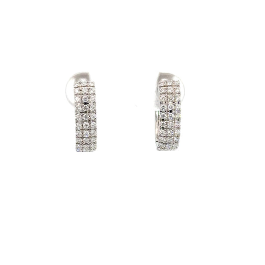 Lady's 14k White Gold Diamond Hoop Earrings .50cttw