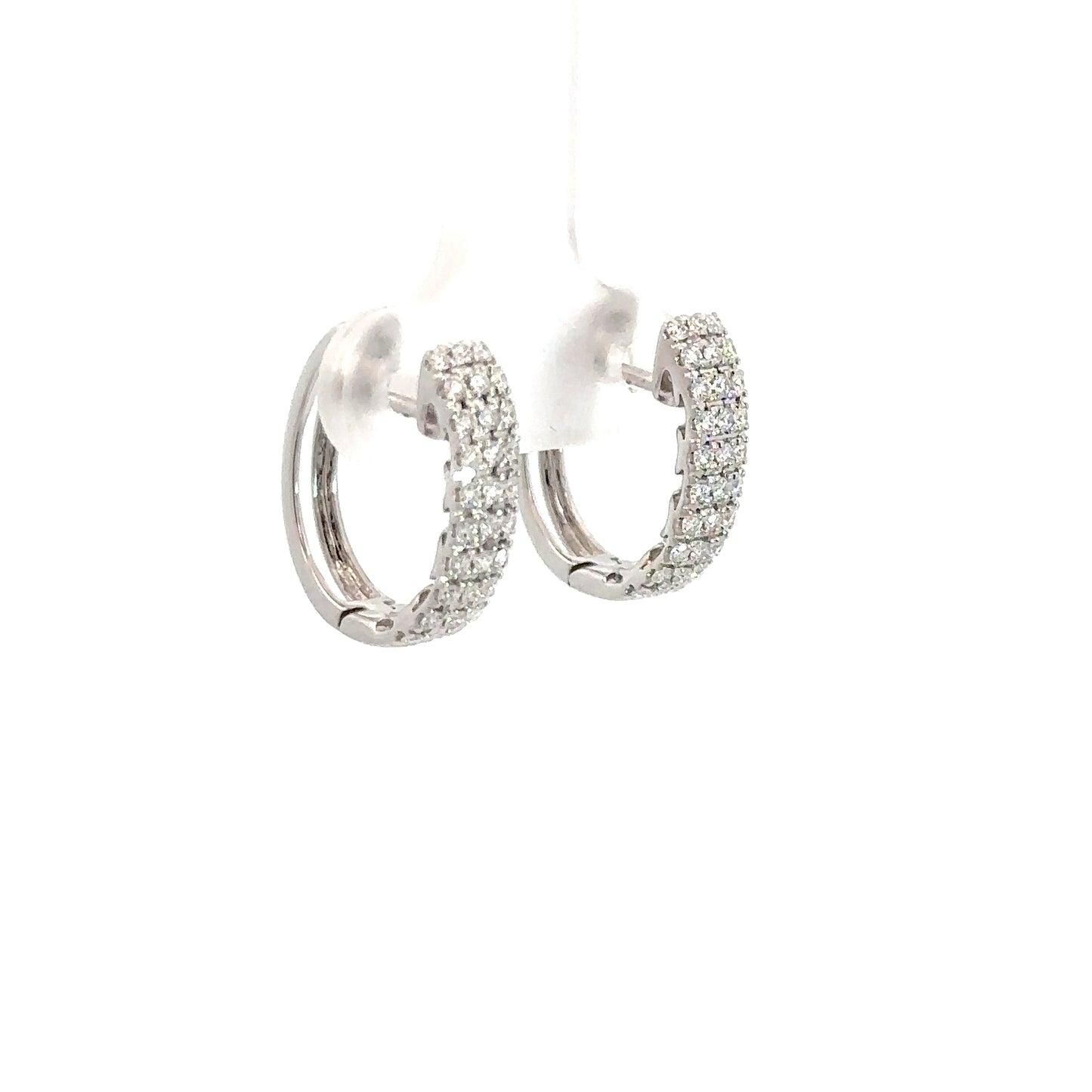 Lady's 14k White Gold Diamond Hoop Earrings .50cttw