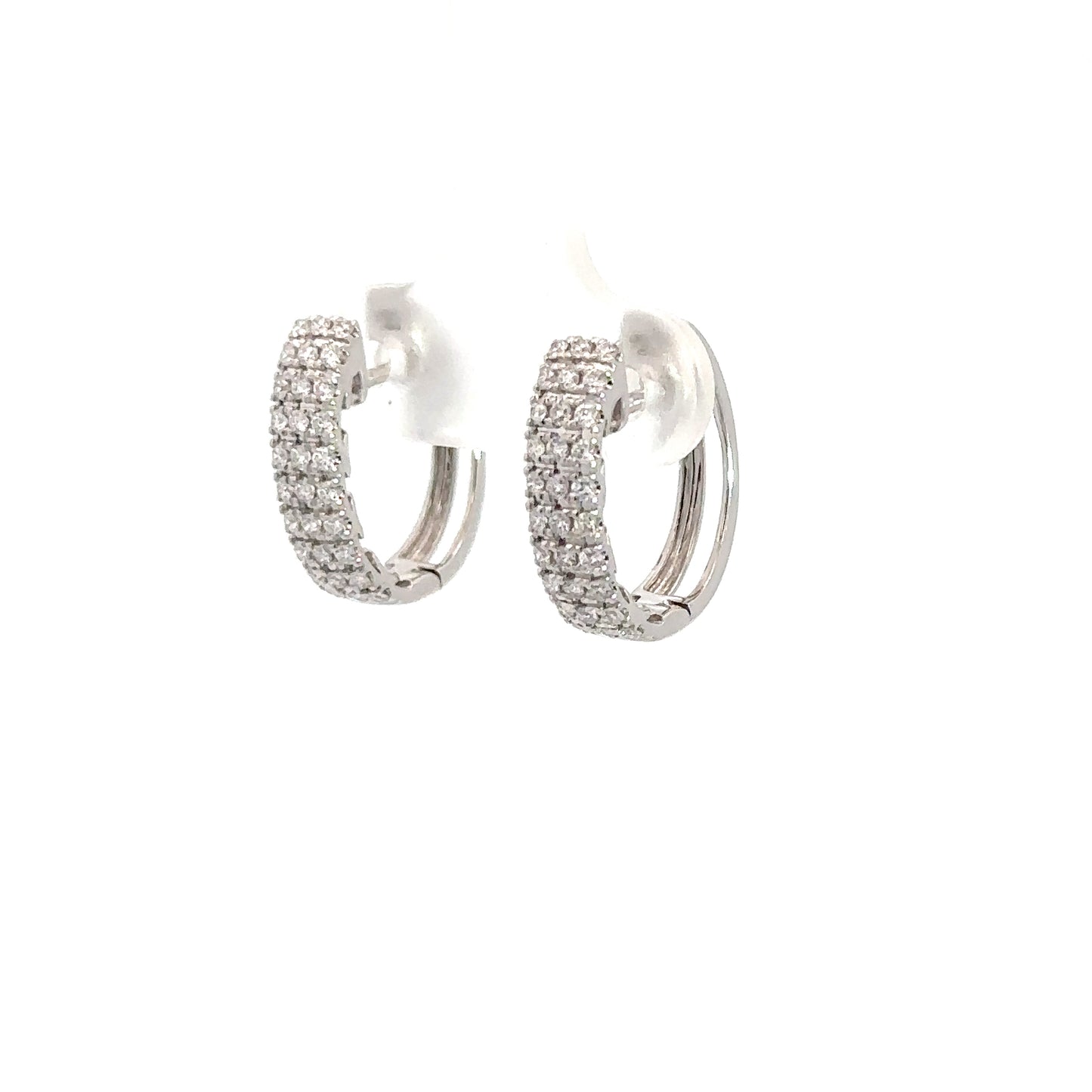 Lady's 14k White Gold Diamond Hoop Earrings .50cttw
