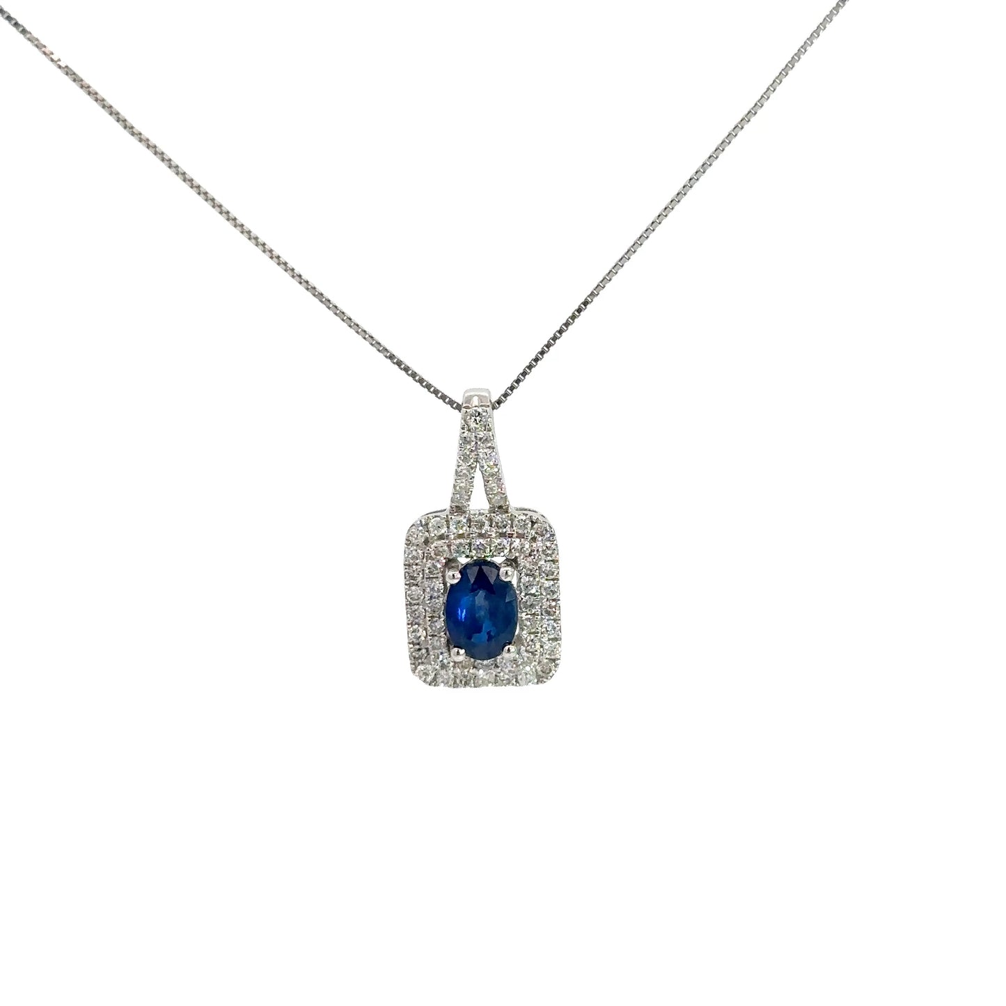 14k White Gold Sapphire & Diamond Pendant .50cttw