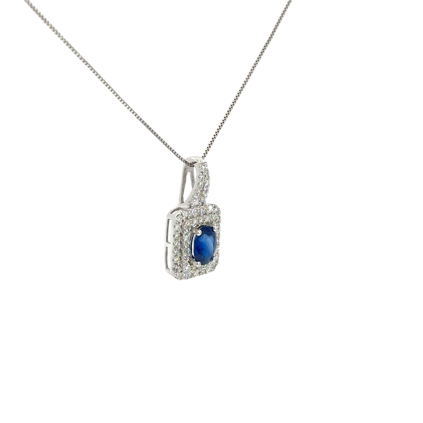 14k White Gold Sapphire & Diamond Pendant .50cttw